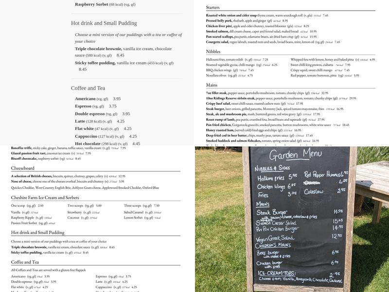 The Prae Wood Arms Menu