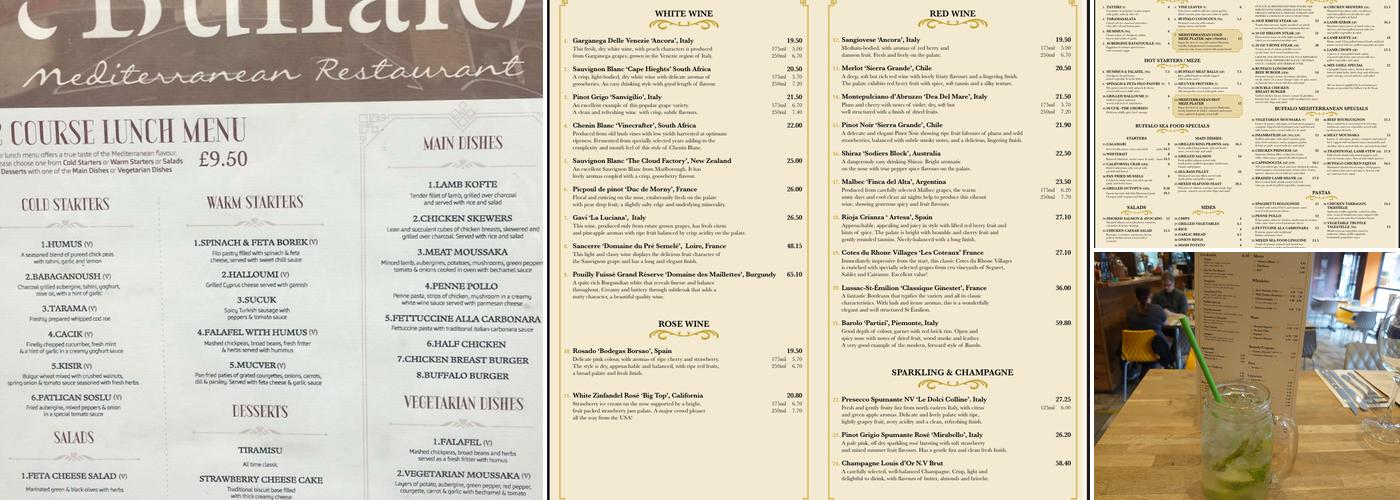 Buffalo Mediterranean Restaurant Menu