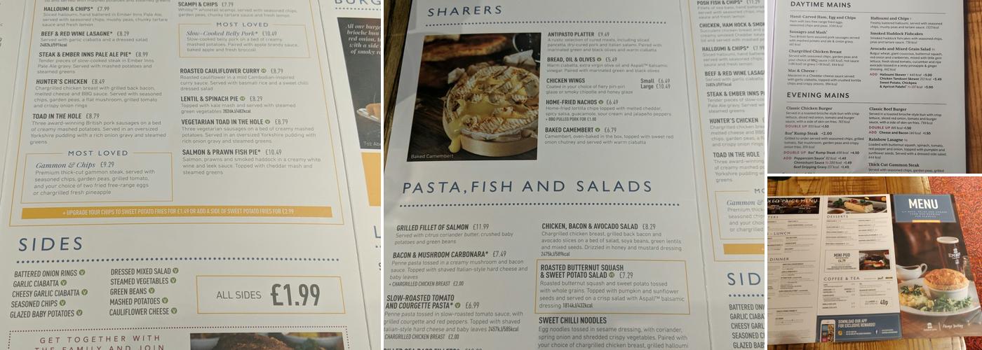 The Three Hammers Menu