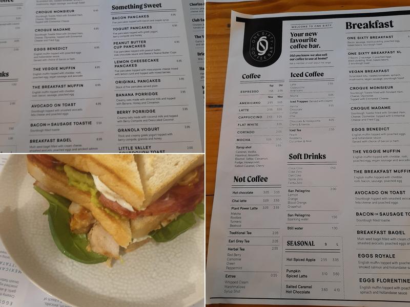 One Sixty Coffee Bar Menu