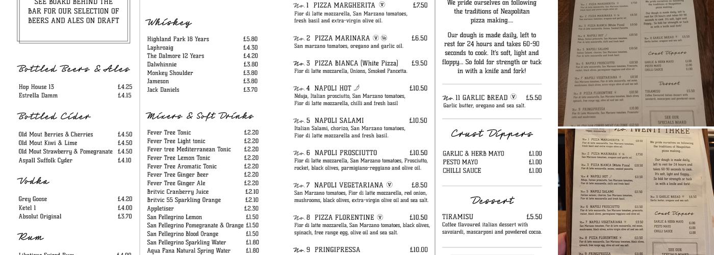 No. Twenty Three Menu