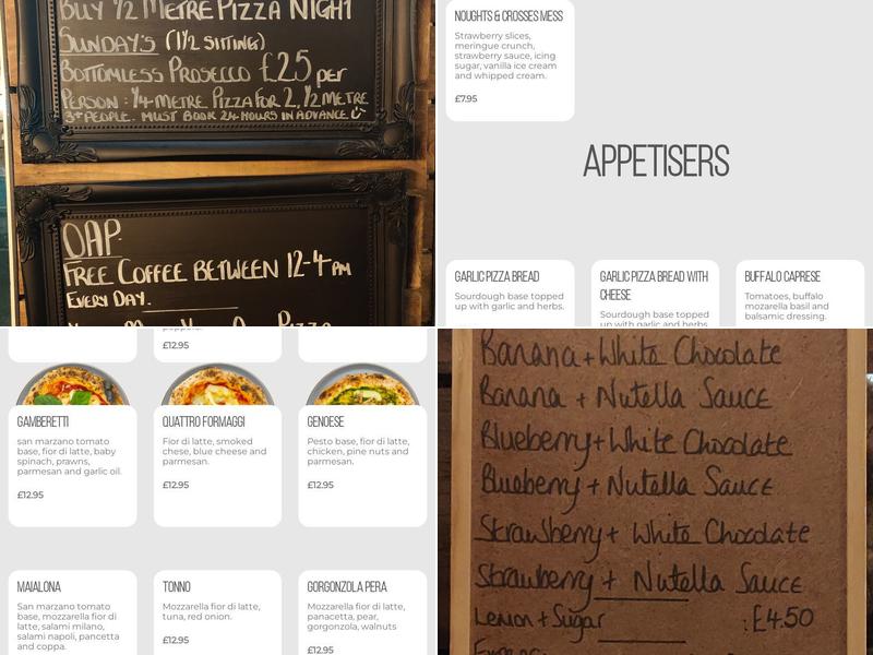 Noughts and Crosses Pizzeria Menu