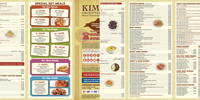 Kimbo's Chinese Takeaway Menu