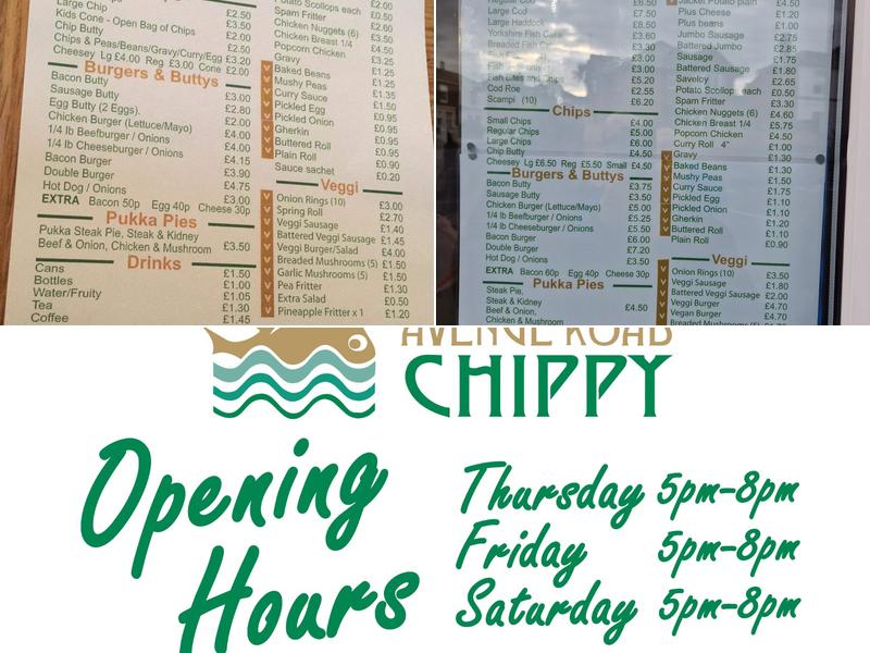Avenue Road Chippy Menu