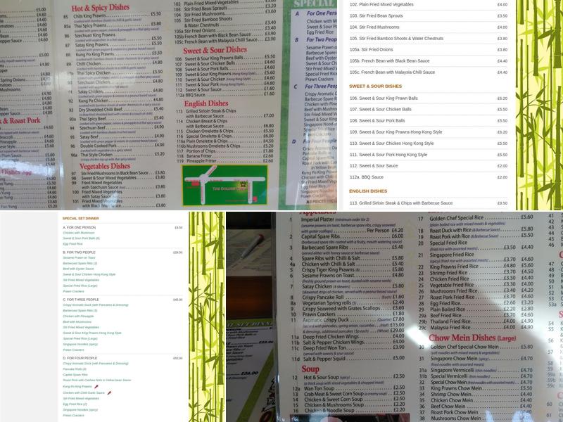 The Golden Chef Menu