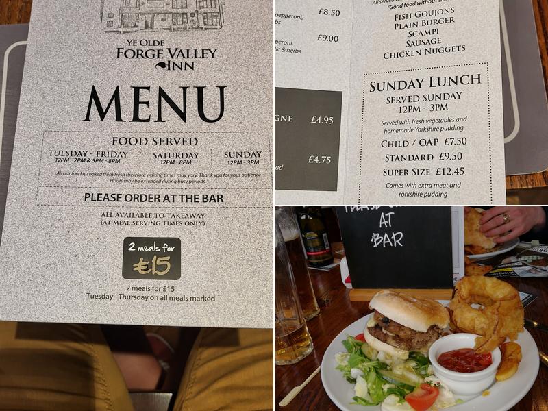 Ye Olde Forge Valley Inn Menu