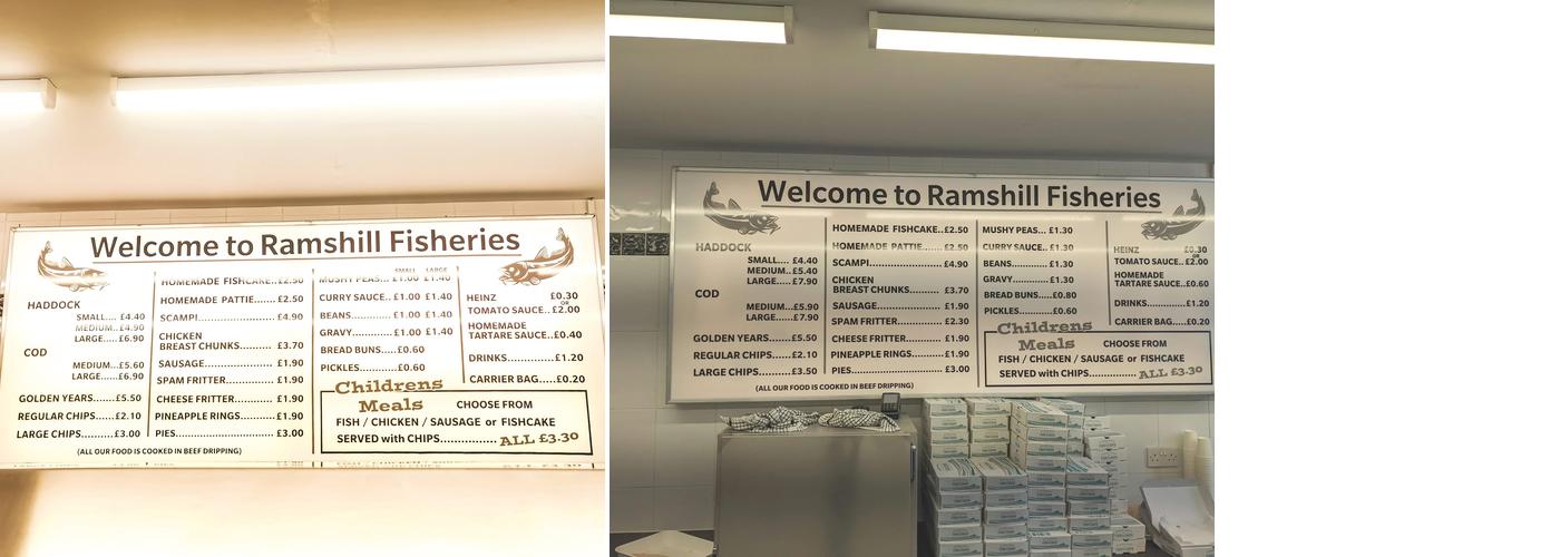 Ramshill Fisheries Menu