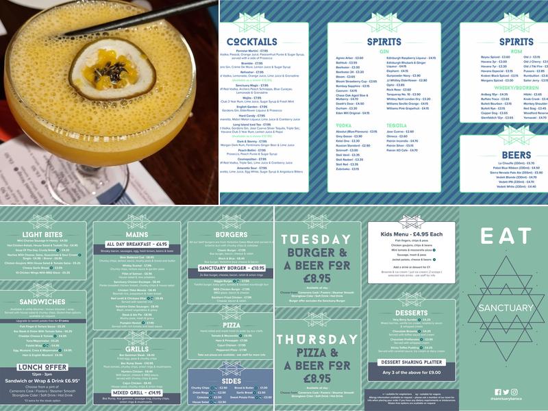 Sanctuary Bar Scarborough Menu