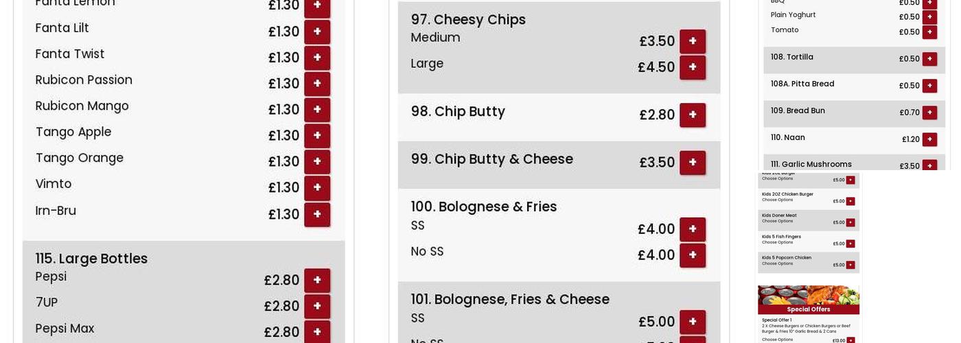 Mama Mia Pizza And Kebab Takeaway Menu