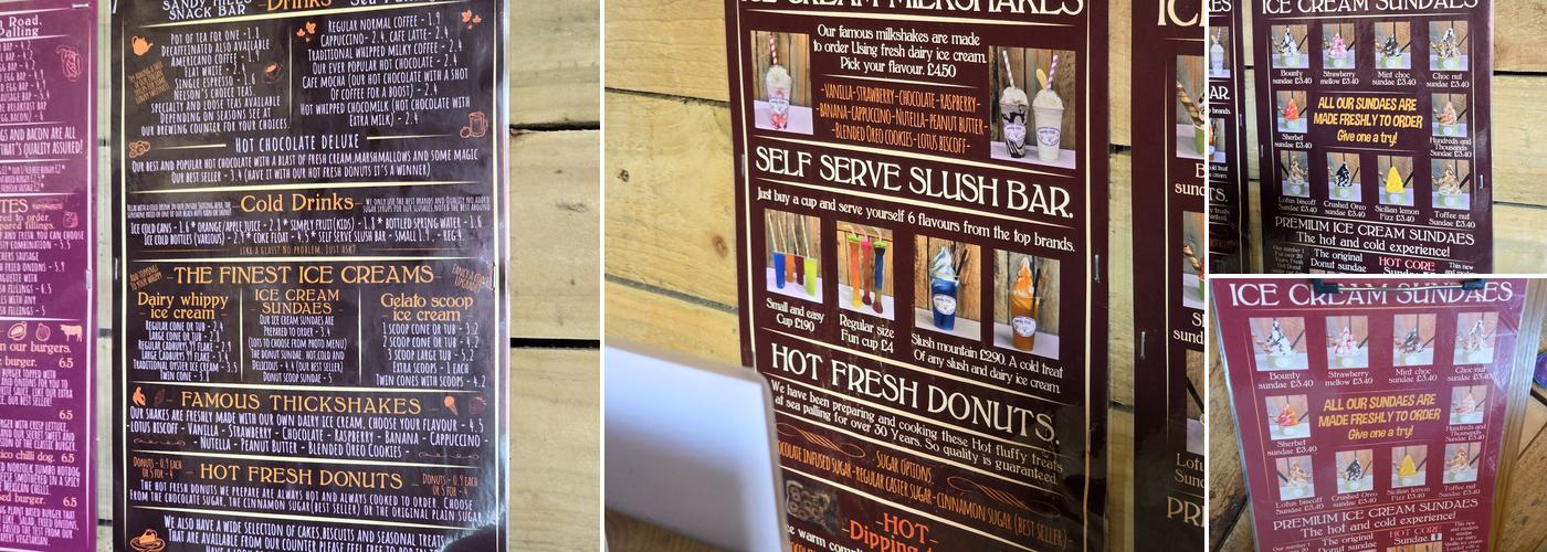 Sandy Hills Snack Bar Menu