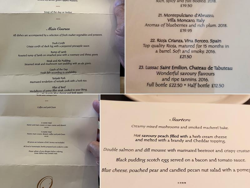 Olliver's Restaurant Menu