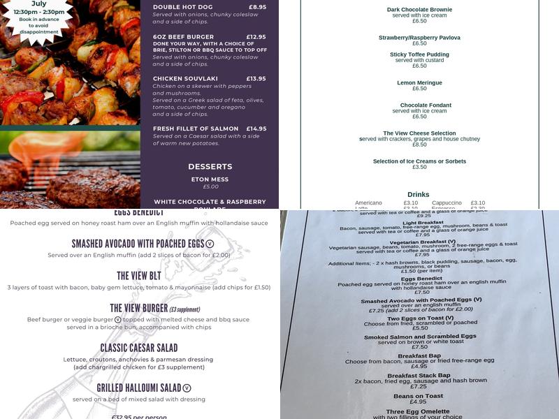 The View Restaurant Bar Function Venue Menu