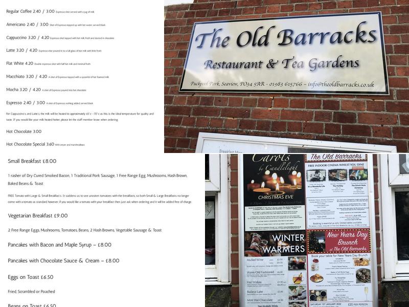 The Old Barracks Menu