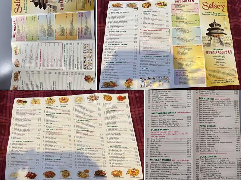 Selsey Chinese Take Away Menu