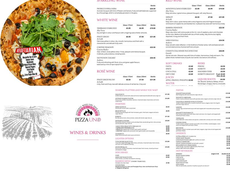 Pizza Uno Sevenoaks Menu