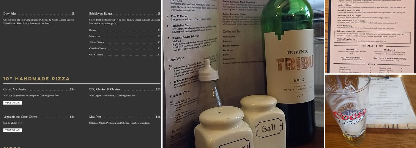 The Bricklayers Menu