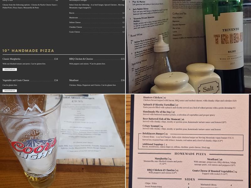 The Bricklayers Menu