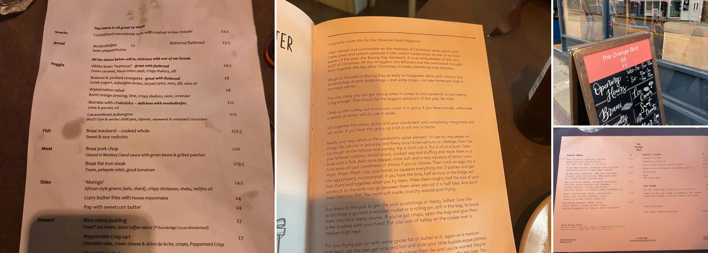 the Orange Bird Menu