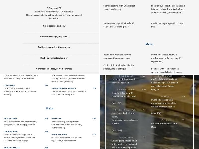 Goodfellows Menu