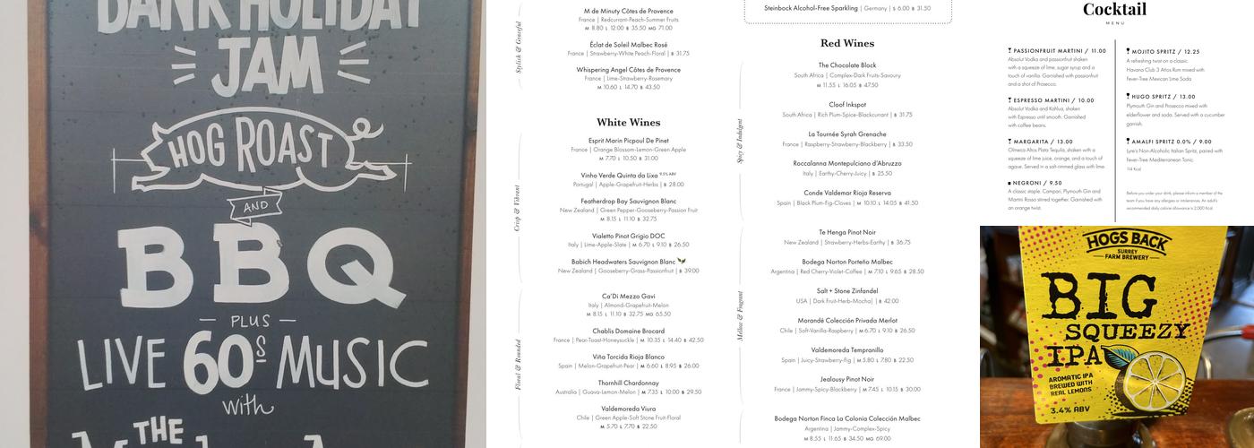 White Hart Sherfield Menu