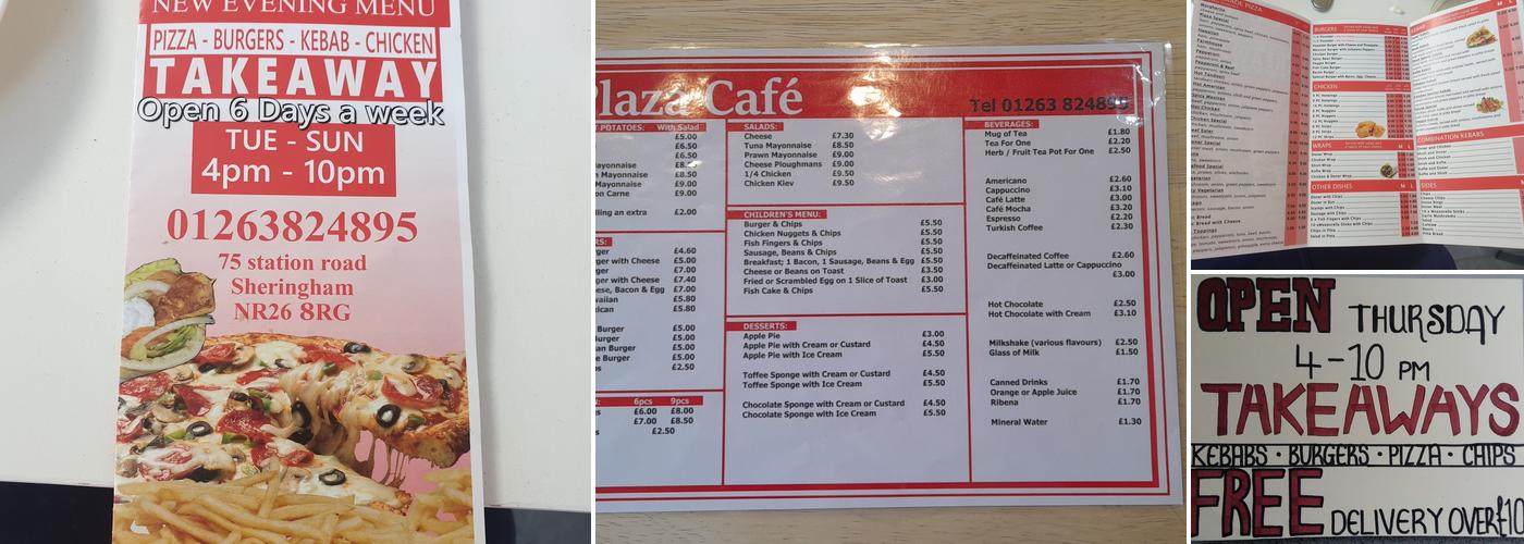 Plaza Cafe Menu