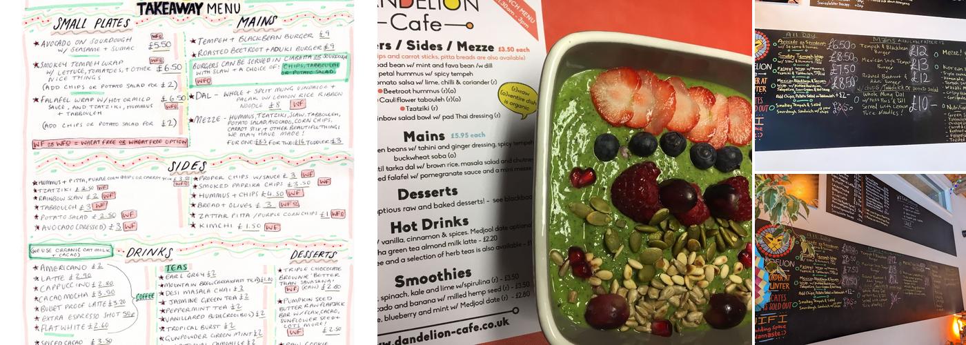 Dandelion Cafe Menu