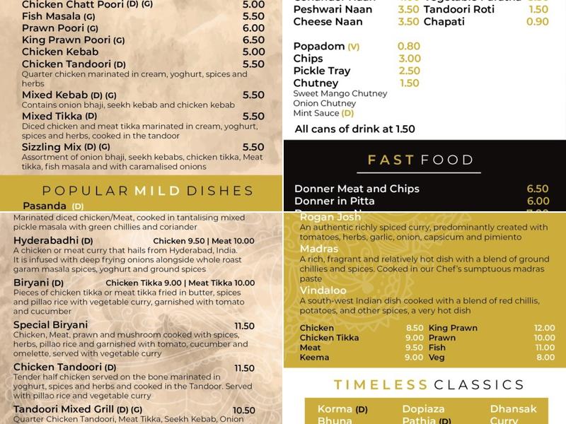 Nawabi Indian Takeaway Menu