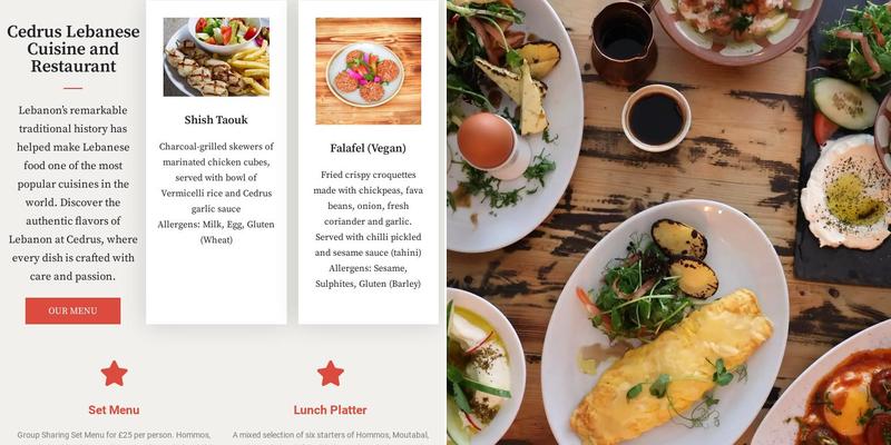 Cedrus - Lebanese Cuisine Menu