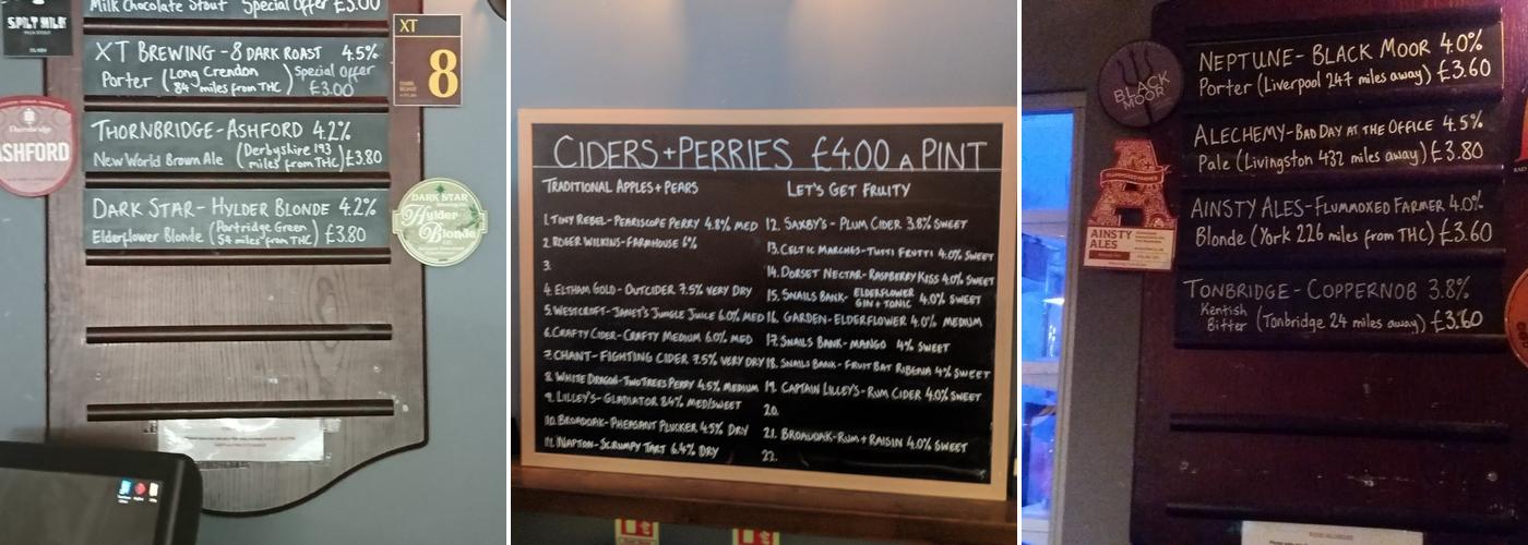 The Hackney Carriage Micropub Menu