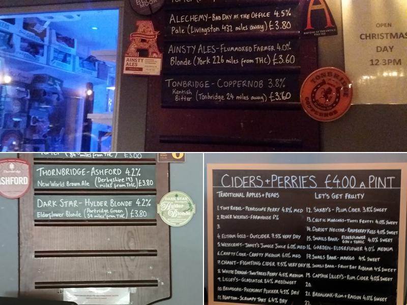 The Hackney Carriage Micropub Menu