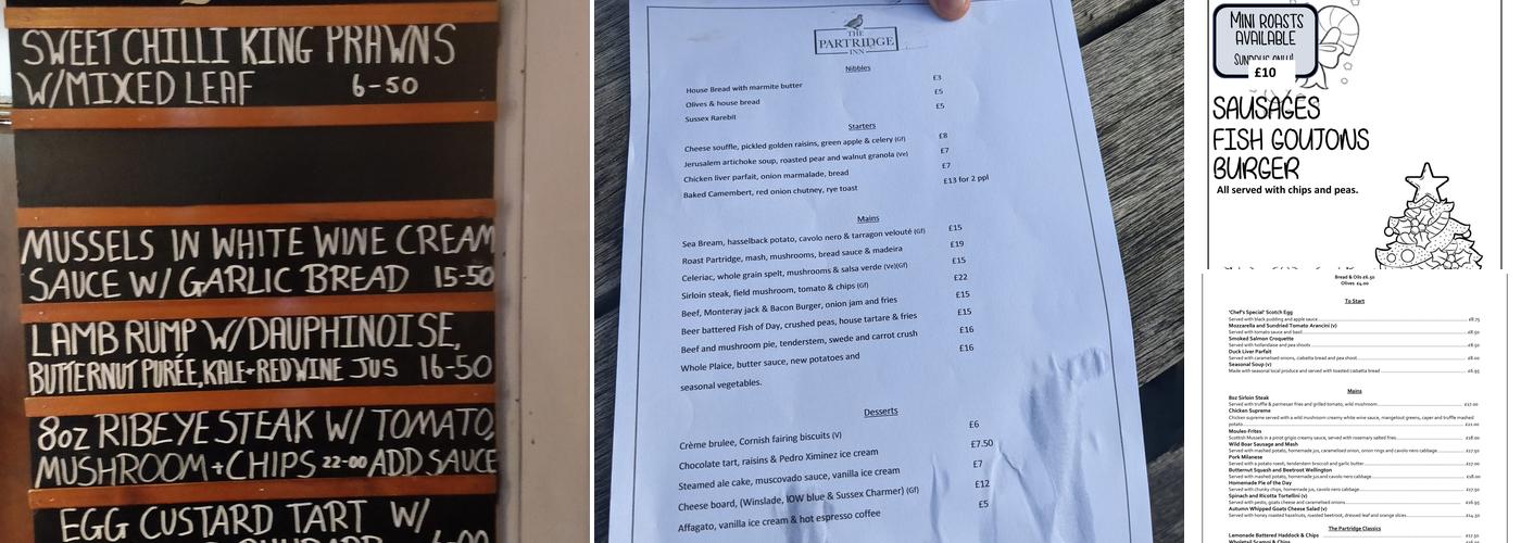 The Partridge Inn Menu