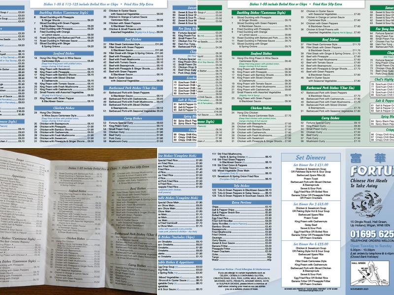 Fortuna Upholland Menu
