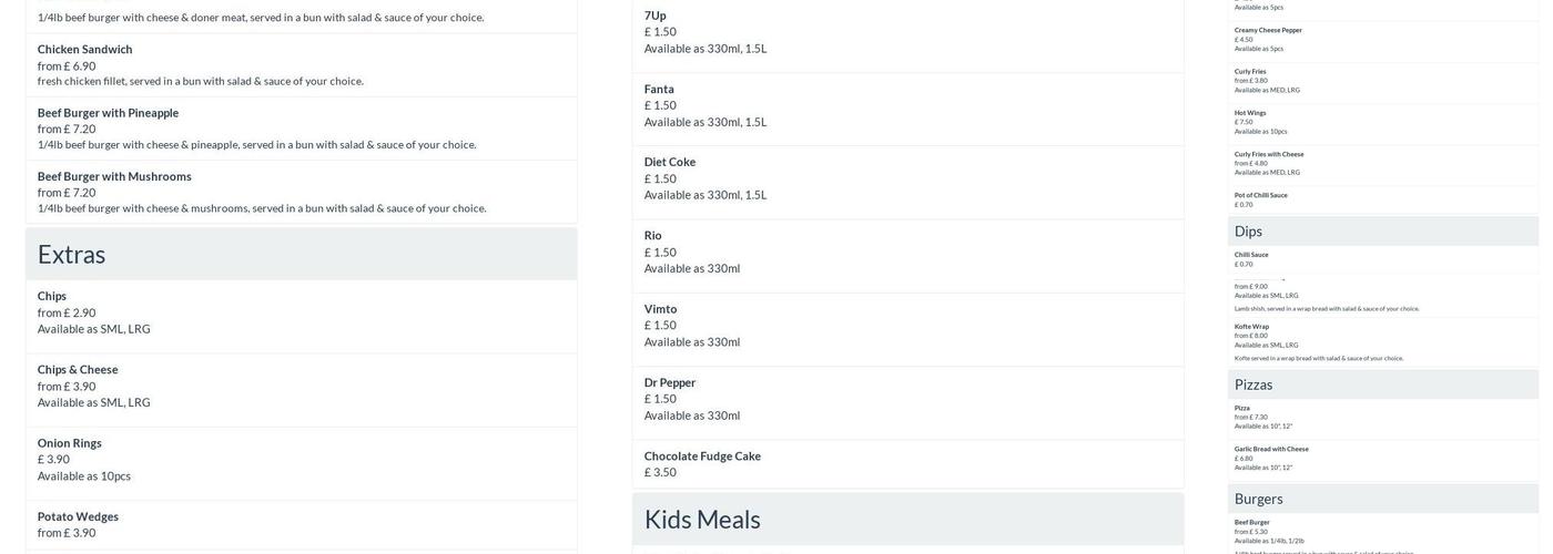 Kebab & Pizza Hot Menu