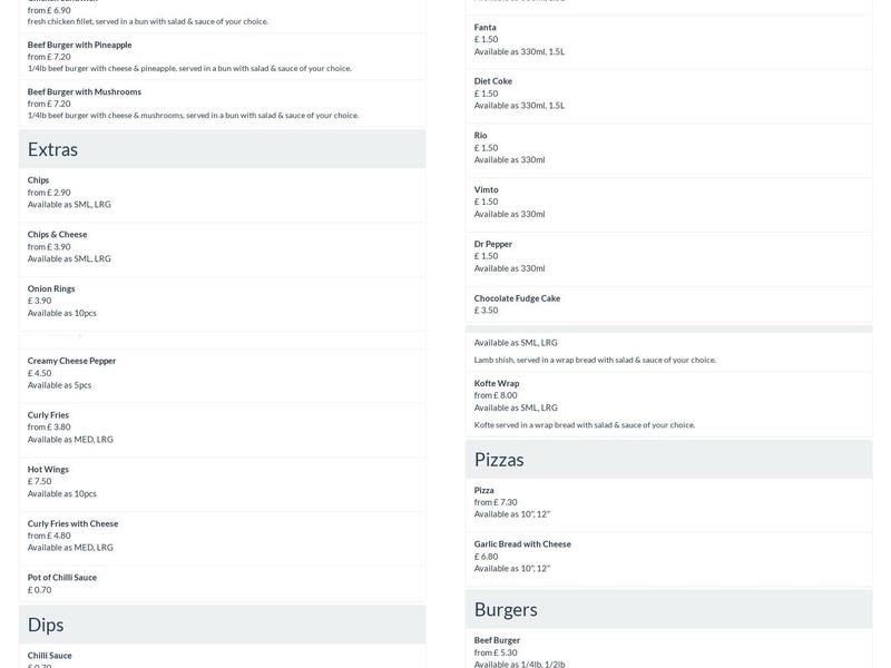 Kebab & Pizza Hot Menu