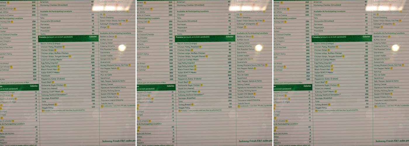 Subway Menu