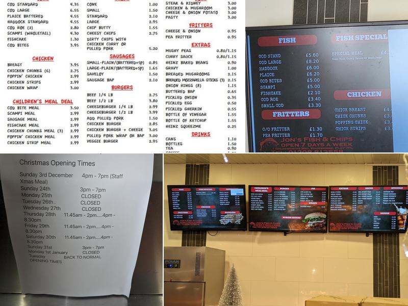 Jons Fish & Chips Menu