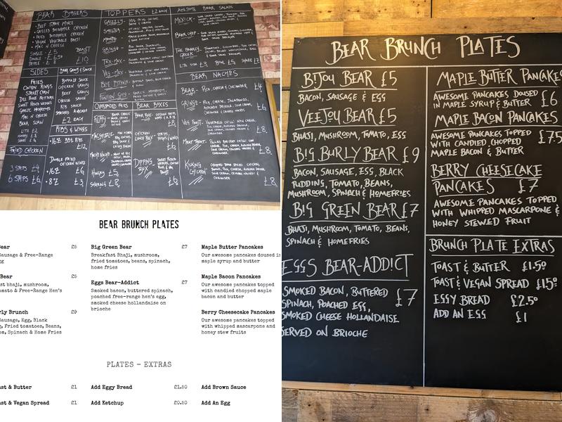 Bear Kitchen Menu