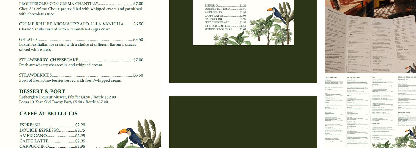Belluccis Restaurant Ltd Menu