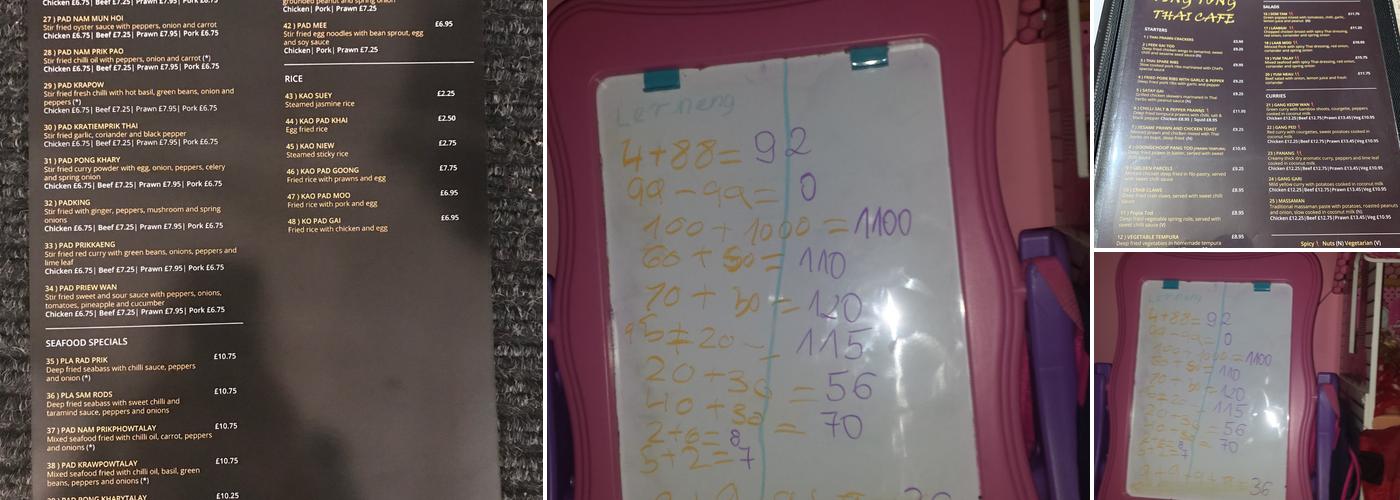 Ting Tong Thai Cafe Menu