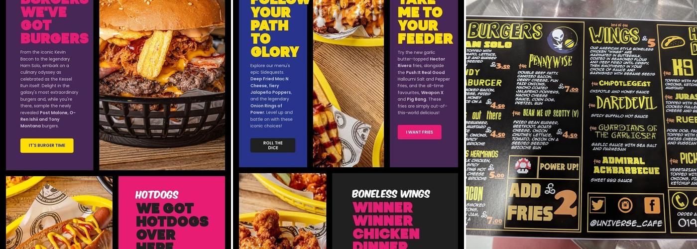 Cafe at the End of the Universe Menu