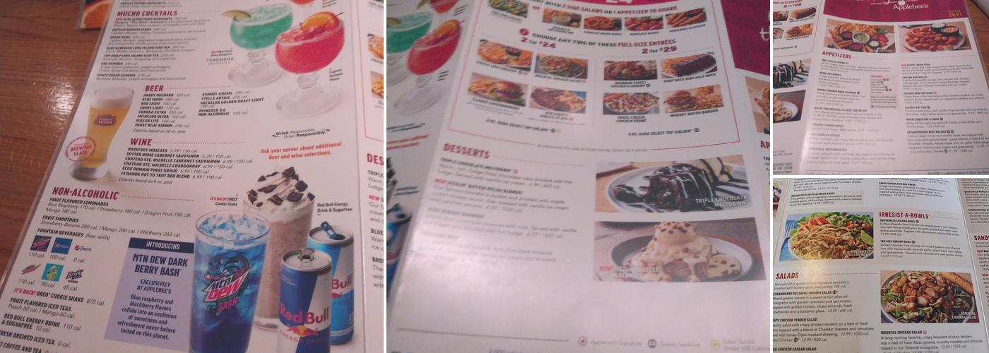 Applebee's Grill + Bar Menu