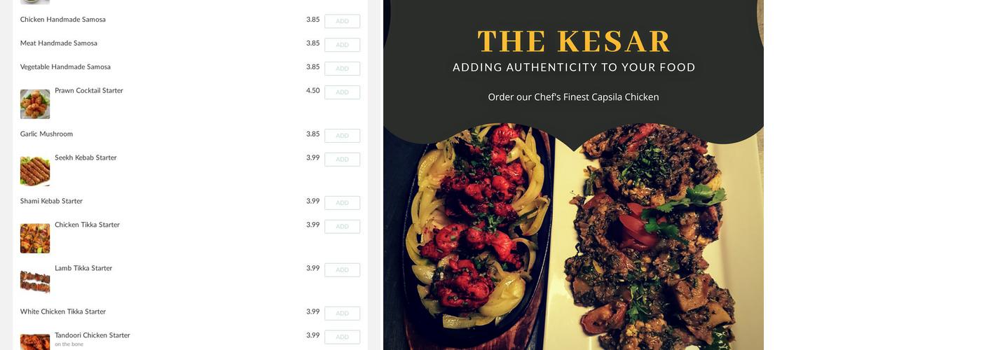 The KESAR Menu