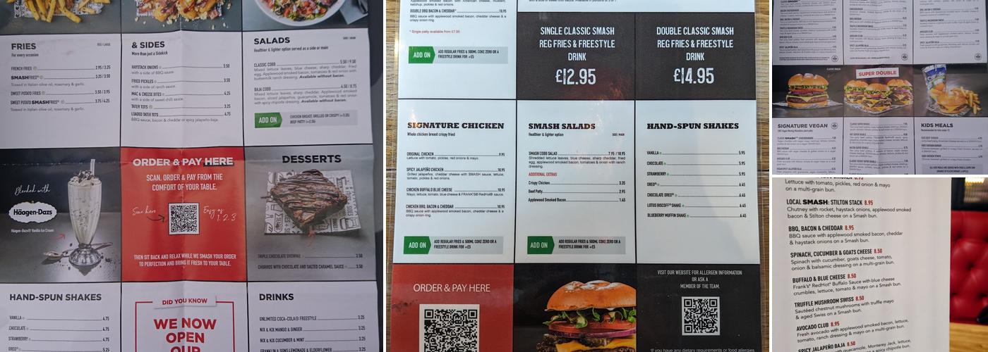 Smash burger Menu