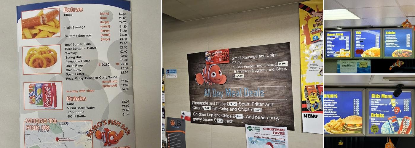 Nemo's Fish Bar Menu