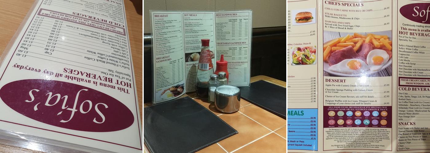 Sofia's Cafe Menu