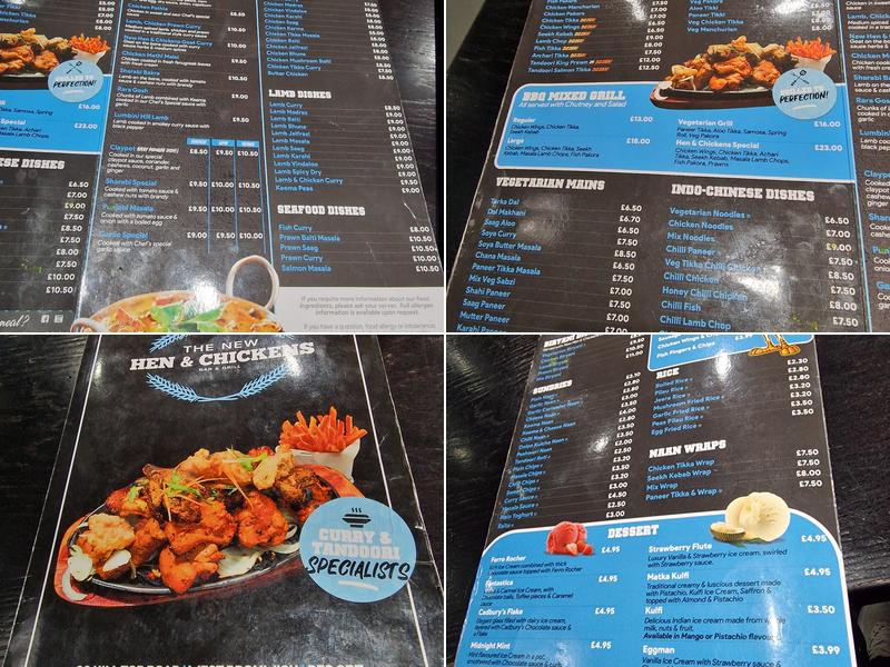 The New Hen & Chickens Bar & Grill Menu