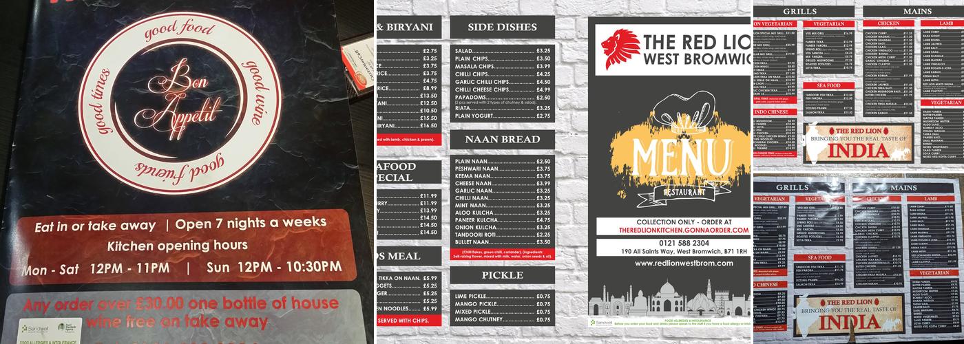 The Red Lion Menu