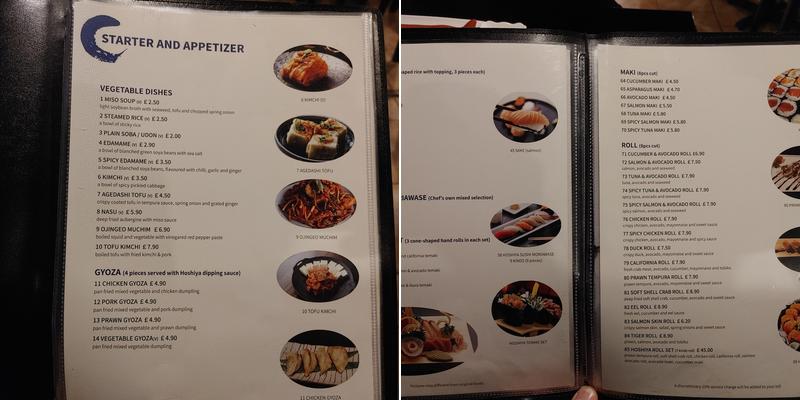 Hoshiya Korea Restaurant Menu