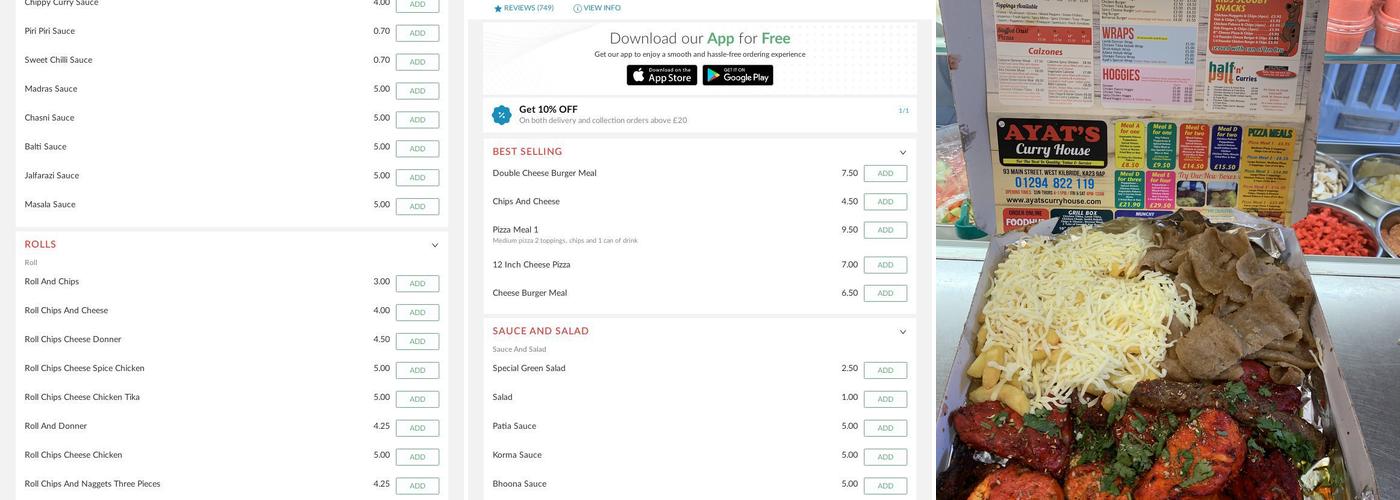 Ayats Curry House Menu