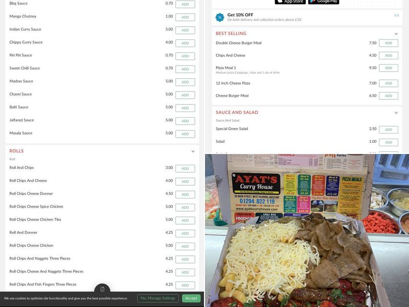 Ayats Curry House Menu